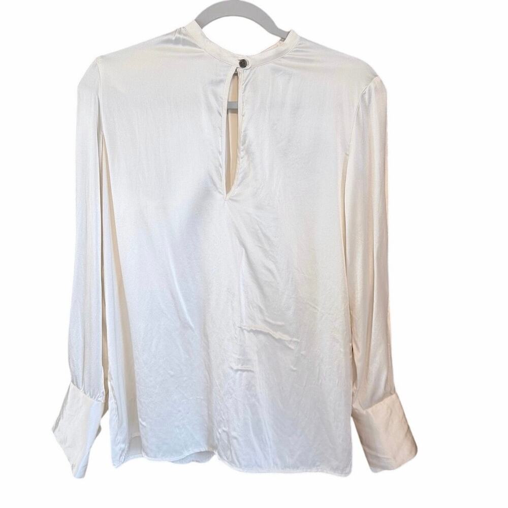 Madison de papillon cream 100% silk long split sleeve blouse top small career